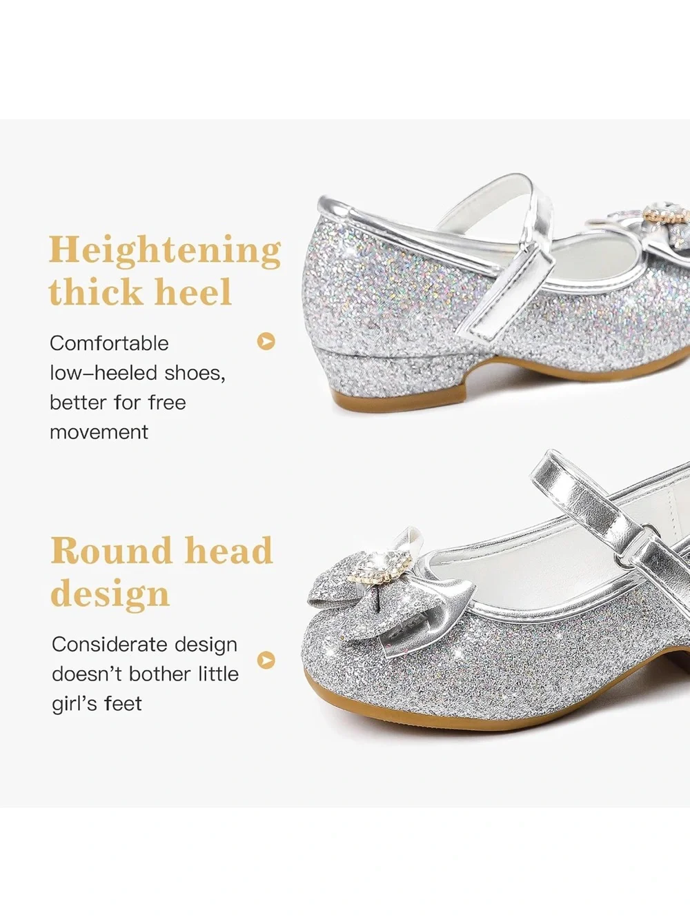 Girls Silver Glitter Mary Jane Dress Shoe for Kids New in Box!
